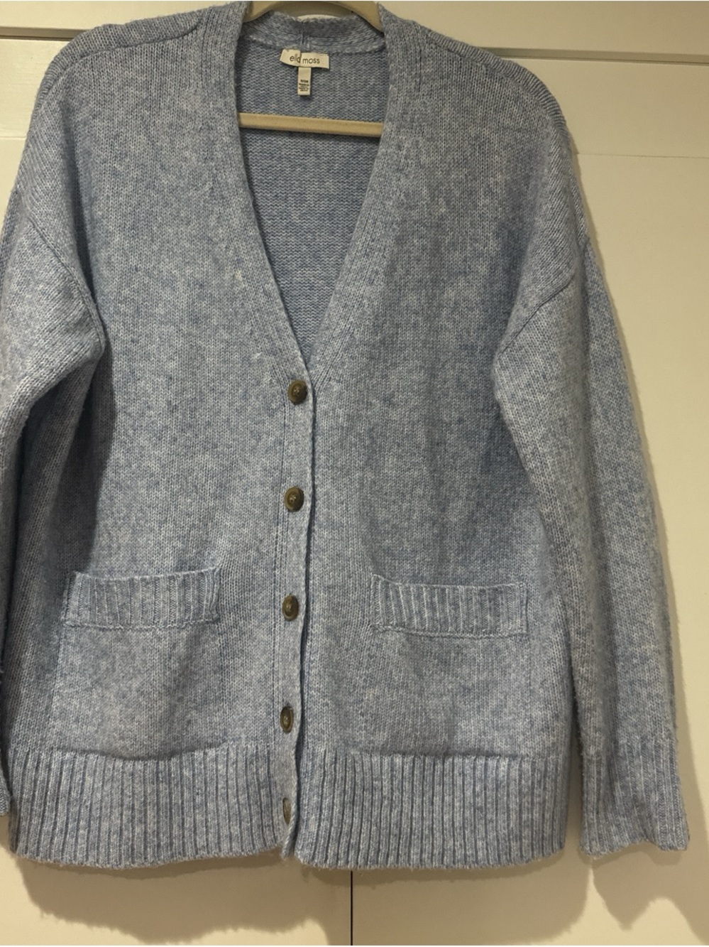 Light Blue V-Neck Button Cardigan Sweater